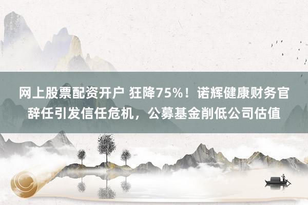 网上股票配资开户 狂降75%！诺辉健康财务官辞任引发信任危机，公募基金削低公司估值