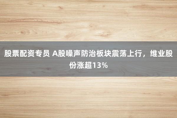 股票配资专员 A股噪声防治板块震荡上行，维业股份涨超13%