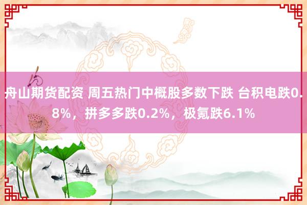 舟山期货配资 周五热门中概股多数下跌 台积电跌0.8%，拼多多跌0.2%，极氪跌6.1%